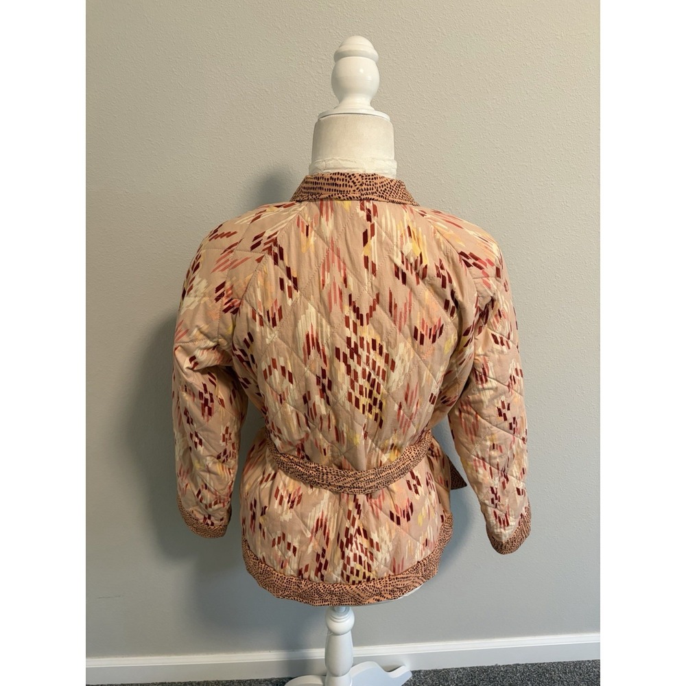 Knox Rose Peach Quilted Belted Jacket~ M~Southwestern Aztec Print Cotton Blend - Picture 4 of 14